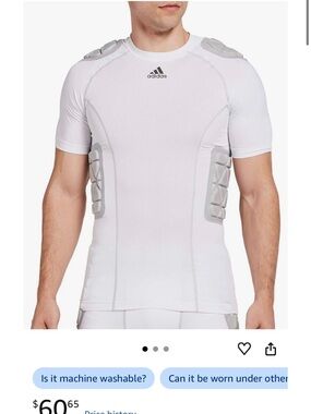 Adidas White Techfit Integrated Padded Compression Shirt Football Athletic Shirt